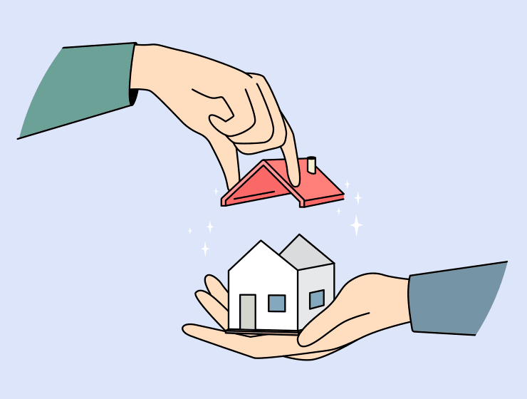 Graphic illustration to convey getting details about a home