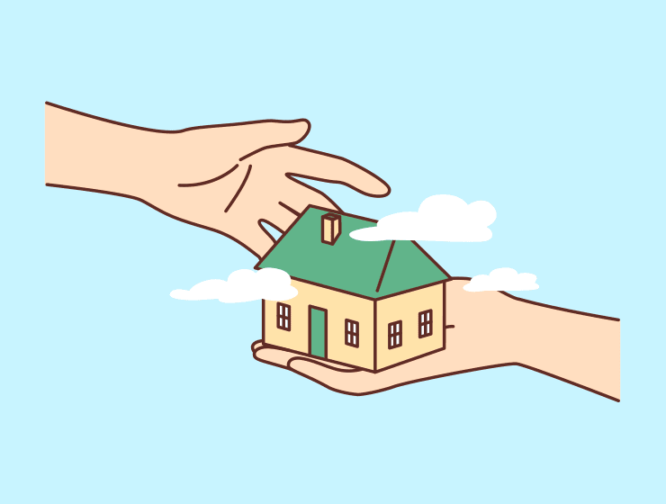 Graphic illustration to convey transfer of home ownership